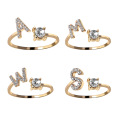 Shangjie Oem Anillo 26 Buchstabe Ring Kupfer Zirkonringe Weißgold Diamantkristallringe